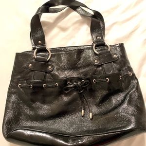 Black patent leather shoulder/hand bag